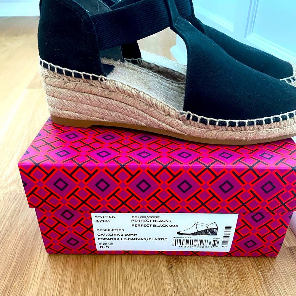 Tory Burch Black Canvas Espadrilles